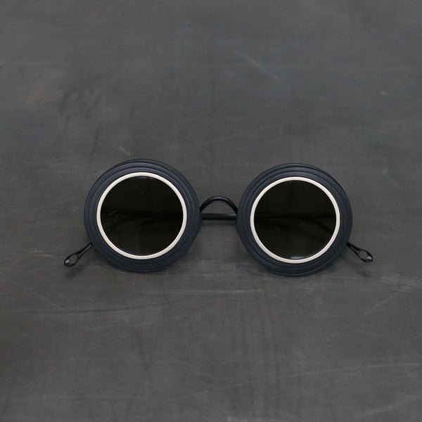 RIGARDS and UMA WANG Collaboration Round-Frame Highly Handcrafted Sunglasses RG00UW12 Series RG-RG00UW12-HDJKJBL Black and Light Gold Frame with Gradient Green Lenses